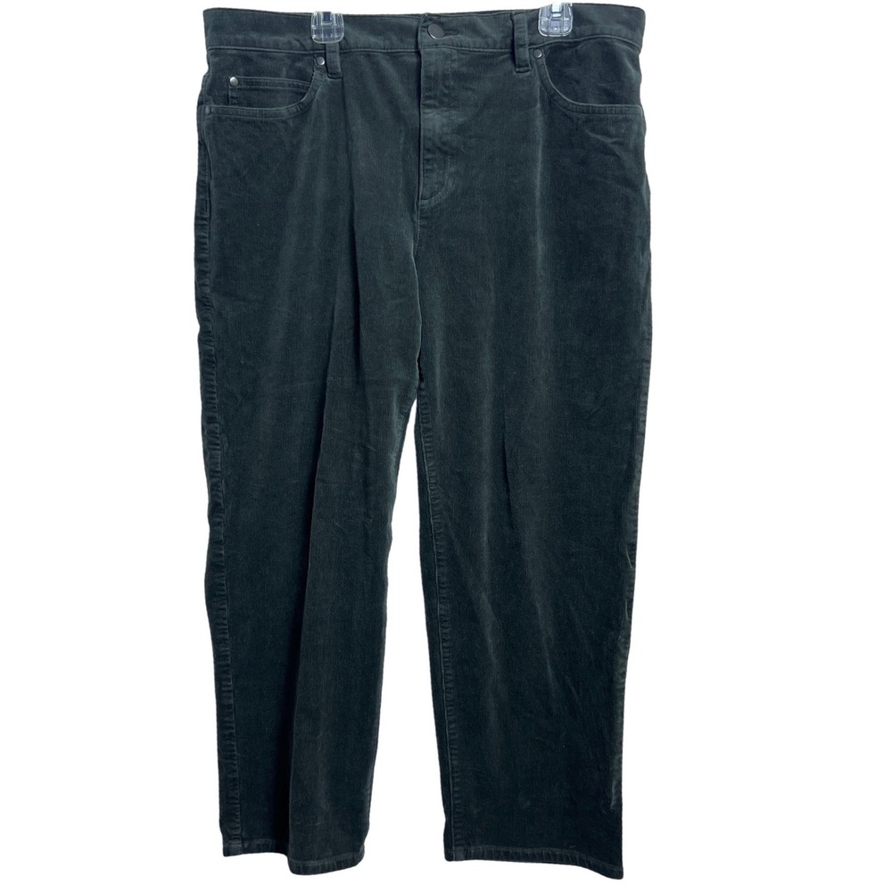 Eileen Fisher Corduroy Pants Olive Green Straight Leg Women's PL Business Casual